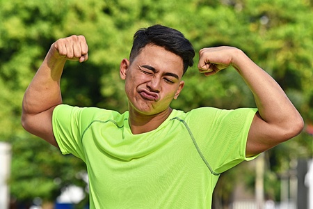 Adult Male Athlete And Musclesの写真素材