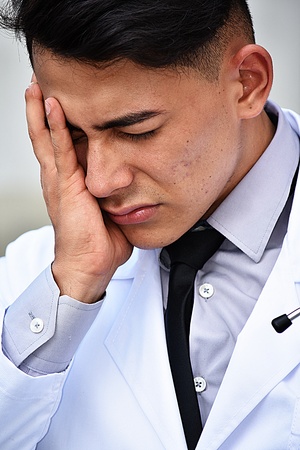 Sad Adult Male Doctorの写真素材