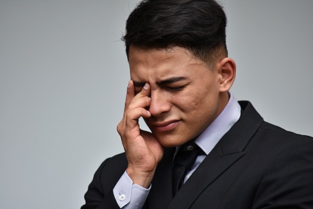 Sad Business Man Wearing Business Suitの写真素材