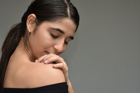 Cute Teenage Girl And Lonelinessの写真素材