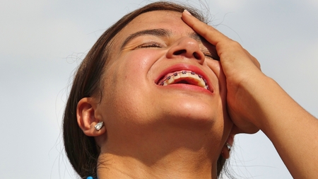 Minority Teenage Female Laughingの写真素材