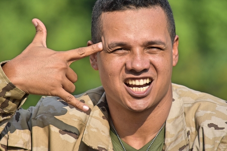 Enlisted Male Soldier And Suicideの写真素材