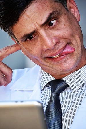 Insane Smart Colombian Person With Tabletの写真素材