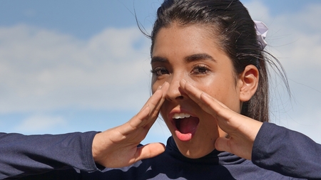 Beautiful Girl Talkingの写真素材