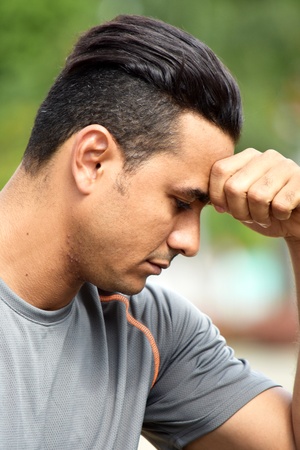 Athletic Man And Depressionの写真素材