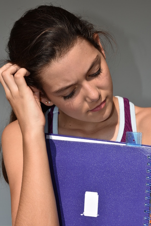 Confused Cute Girl Studentの写真素材