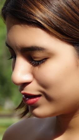 Peruvian Female With Sad Faceの写真素材