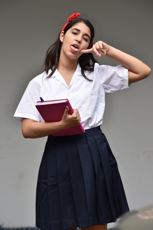 Silly School Girl With Notebookの写真素材