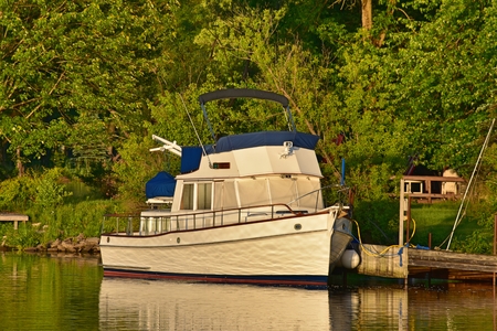 Motorboat On Riverの写真素材