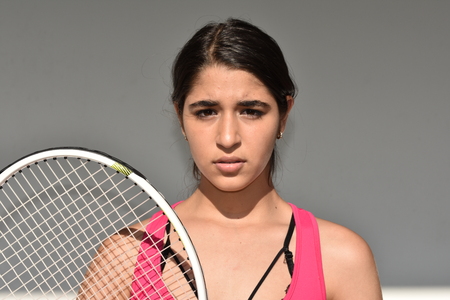 Serious Female Teen Tennis Playerの写真素材