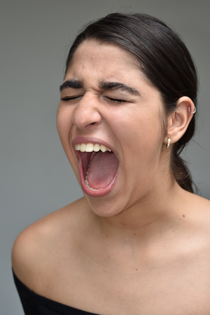 Angry Youthful Colombian Femaleの写真素材
