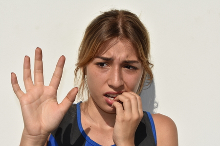 Latina Teenage Girl And Fearの写真素材