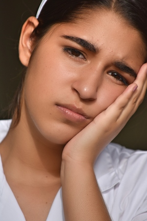 Sleepy Cute Teenager Girlの写真素材