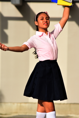 Young Asian Girl Student Dancingの写真素材