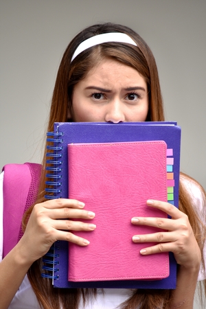 Colombian Student Teenager School Girl And Fearの写真素材