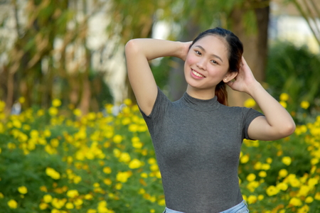 Relaxing Pretty Filipina Femaleの写真素材