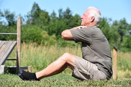 Senior Male Veteran Exercisingの写真素材