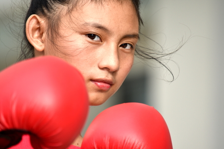 Serious Athletic Asian Personの写真素材