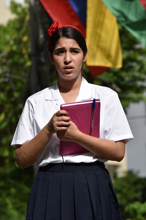 Confused Female Teen International Studentの写真素材
