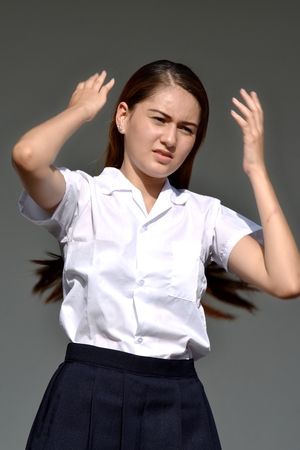 Portrait Of A Teenager Girl Wearing Skirtの写真素材