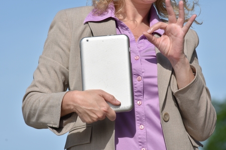 Okay Business Woman With Tabletの写真素材