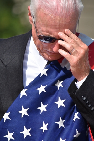 Depressed Adult Senior Male Politician Or Veteranの写真素材