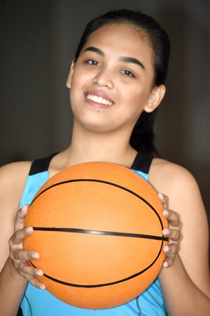 Beautiful Pretty Diverse Person With Basketball Ballの写真素材