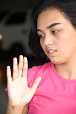 Female Gesturing Stopの写真素材