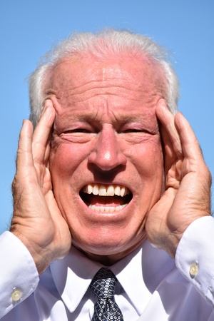 Stressful Adult Senior Business Man Isolatedの写真素材