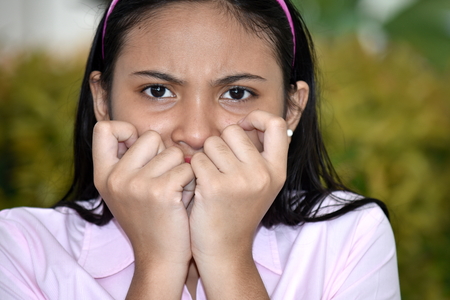 Cute Filipina Girl And Fearの写真素材