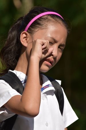 Crying Filipina Girl Studentの写真素材