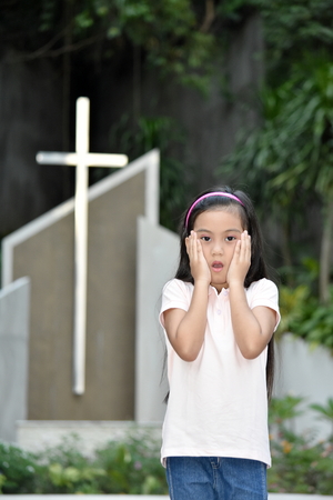 Surprised Female Tween And Crossの写真素材