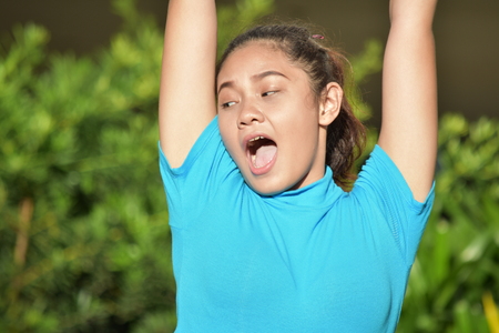 Fearful Youthful Filipina Female Womanの写真素材