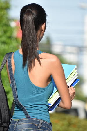 Asian Girl Student With Long Hairの写真素材