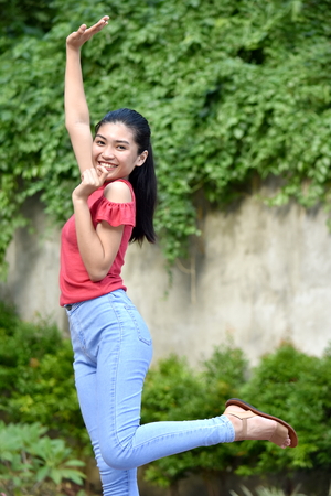 A Teenager Girl Dancingの写真素材