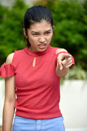 Upset Youthful Diverse Femaleの写真素材