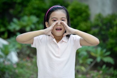 Cute Diverse Girl Shoutingの写真素材