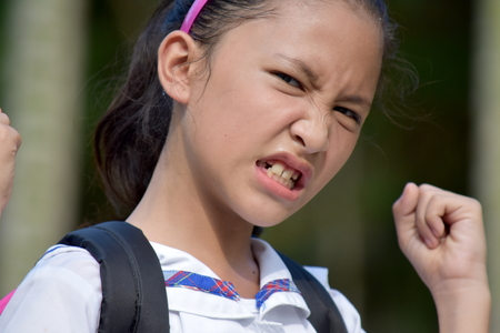 Upset Youthful Person With Notebooksの写真素材