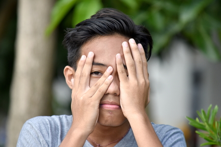 A Fearful Teen Boyの写真素材