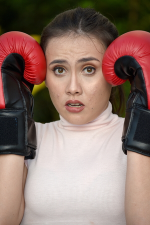 Female Boxer And Confusionの写真素材