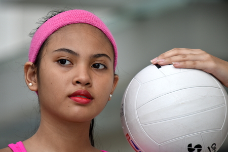 Serious Diverse Female Volleyball Playerの写真素材