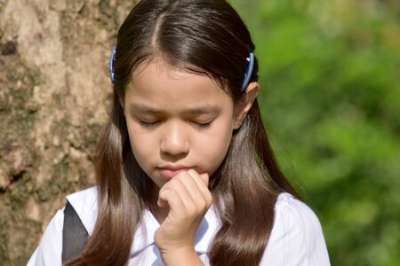 Worried Diverse Child Girl Student