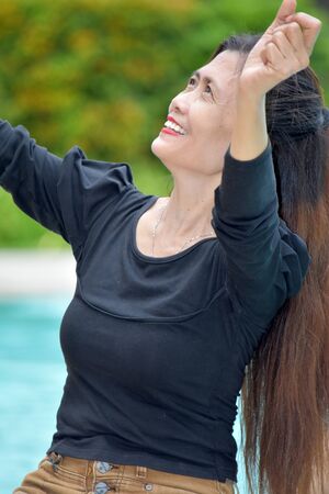A Female Senior And Winningの写真素材
