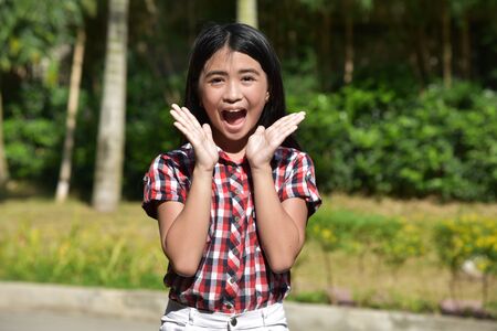 A Surprised Beautiful Minority Girl Childの写真素材