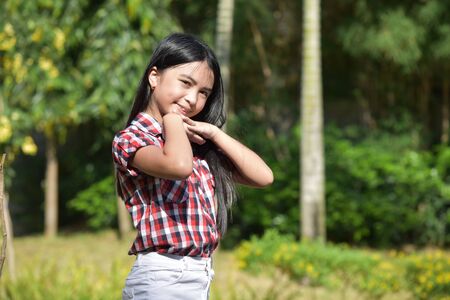 A Petite Female And Happinessの写真素材