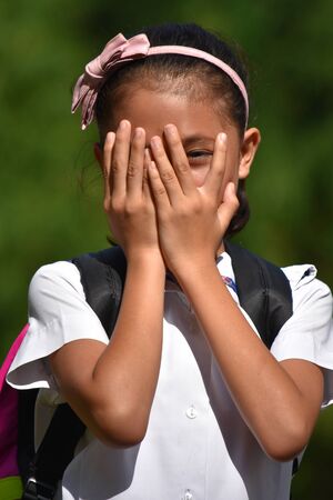 A Cute Asian Female Student Afraidの写真素材