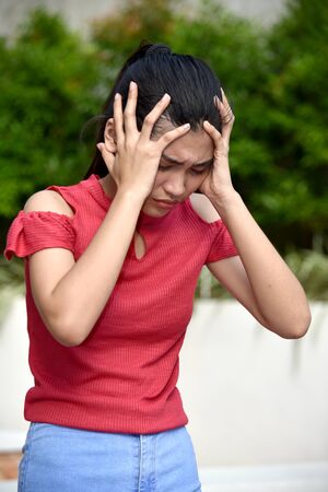 A Stressful Cute Teenage Femaleの写真素材