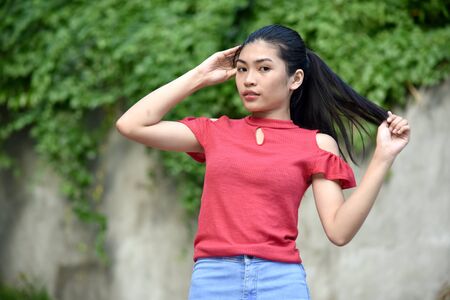 A Teen Girl With Long Hairの写真素材