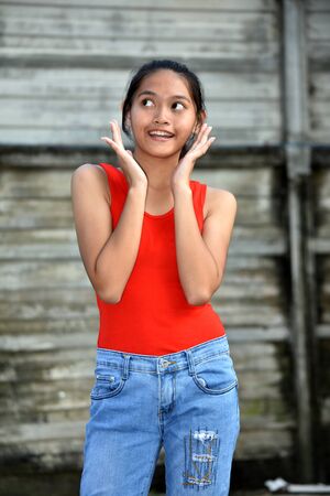A Surprised Cute Minority Girlの写真素材
