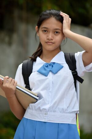 A Forgetful Student Teenager School Girlの写真素材
